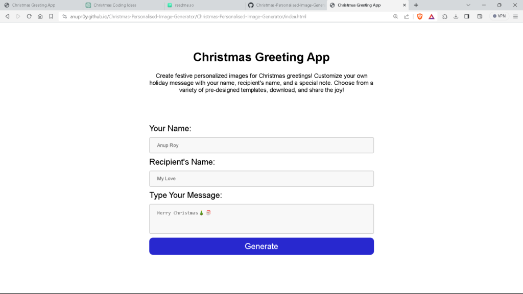 How to Create Personalized Christmas Greetings and Wishes with Christmas Personalised Image Generator​